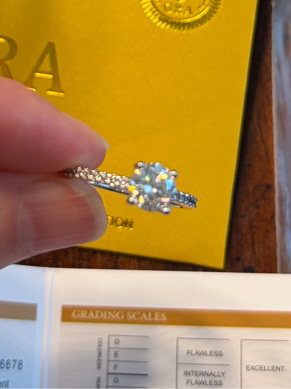 Moissanite Ring Size 7 Clear 1.0ct with side stones